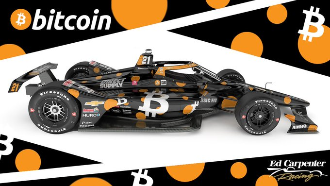 Bitcoin participó en la Indy 500 de 2021. Fuente: X/@ECRIndy