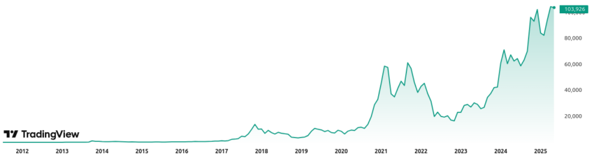 Rendimiento histórico del precio de Bitcoin. Fuente: TradingView