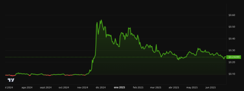 Rendiminto del precio de XLM - 1 Año. Fuente: Beincryptto
