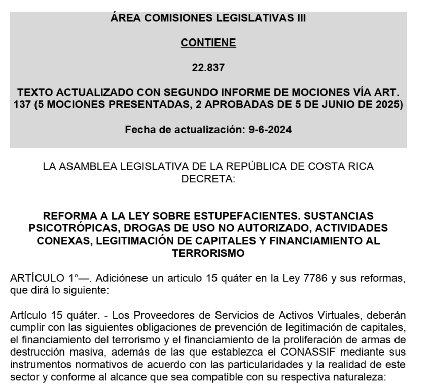 El Nuevo Proyecto de Ley Buscaría regular A Los Psav o intercambios de Criptomonedas que operan en El País. Fuente: Asamblea Legislativa
