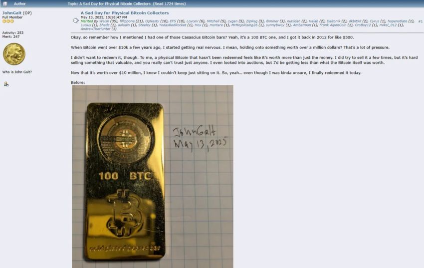 Barra de Bitcoin de Casascius .