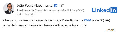João Pedro Nascimento en un post personal en Linkedin.