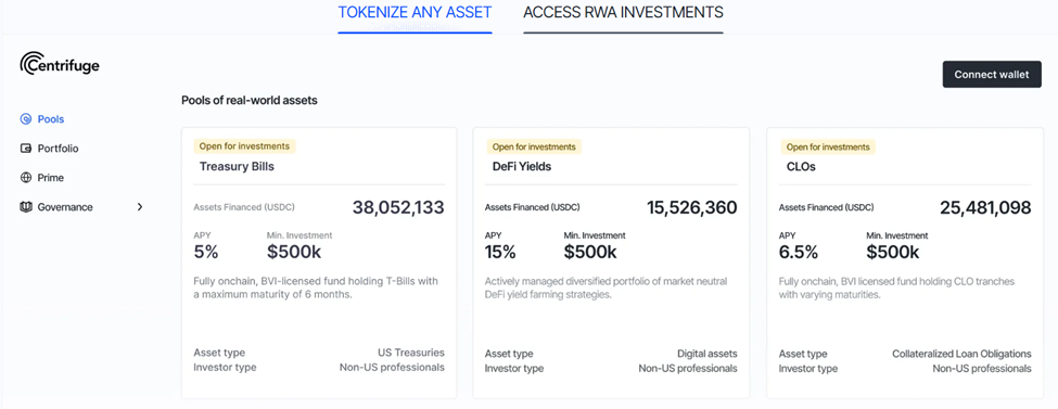 Centrifuge ofrece pools RWA tokenizados para inversores