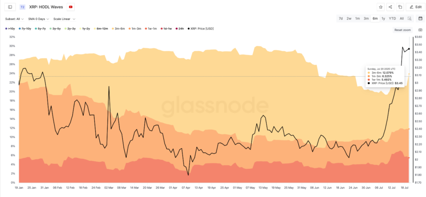 Precio de XRP y ondas HODL a corto plazo: Glassnode