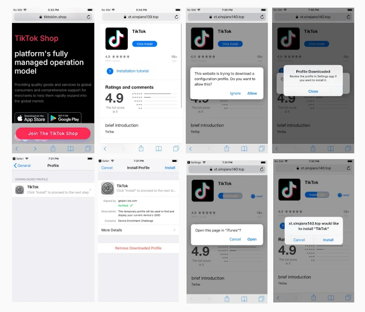 Clones falsos de TikTok