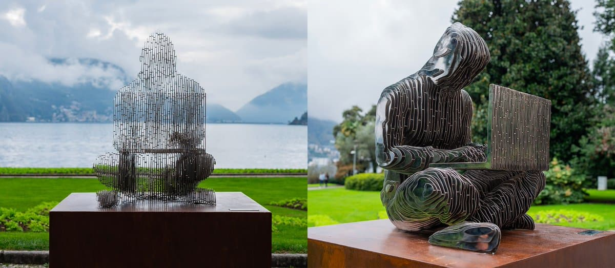 estatua de satoshi nakamoto en lugano