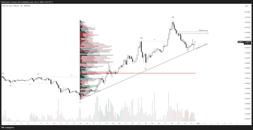 Análisis de precios del par BNB/BTC. Fuente: TradingView