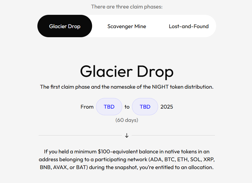 cómo reclamar el token nocturno glacier drop